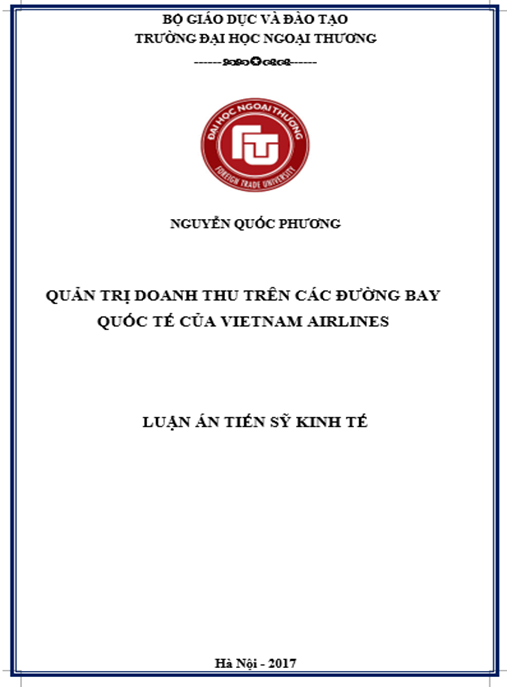 Luận án Quản trị Doanh thu trên các đường bay quốc tế của VietNam Airline