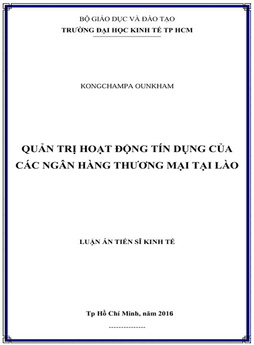 Luận án Quản trị hoạt động tín dụng của các ngân hàng thương mại tại Lào.