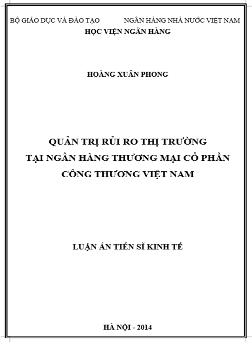 Luận án Quản trị rủi ro thị trường tại Ngân hàng TMCP Công thương Việt nam