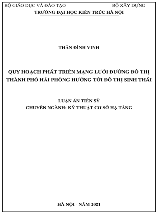 Luận án Quy hoạch phát triển mạng lưới đường đô thị thành phố Hải Phòng hướng tới đô thị sinh thái