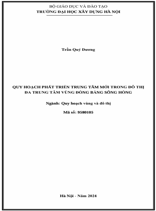Luận án – Quy hoạch phát triển trung tâm mới trong đô thị đa trung tâm vùng Đồng bằng sông Hồng