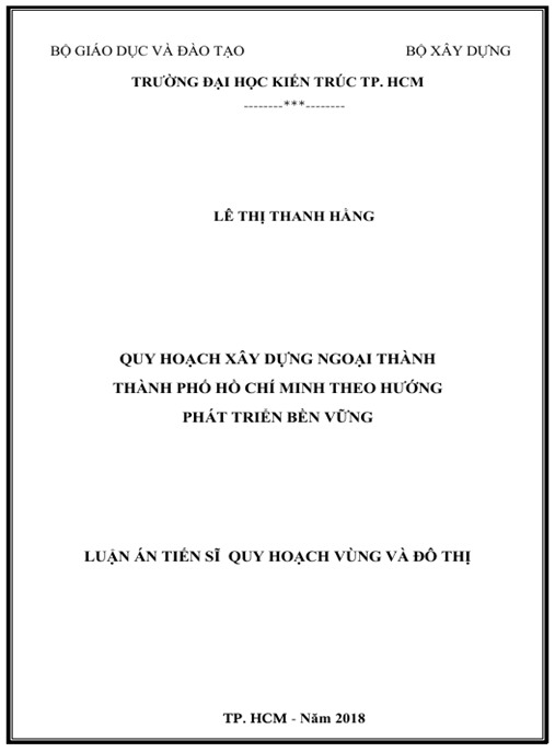 Luận án Quy hoạch xây dựng ngoại thành Thành phố Hồ Chí Minh theo hướng phát triển bền vững