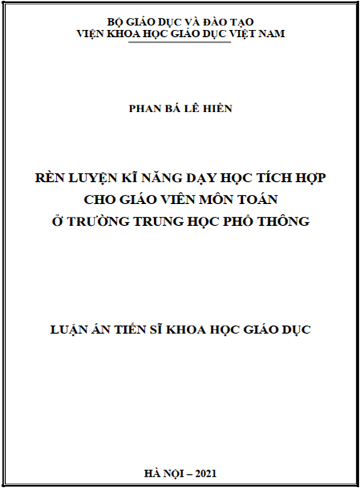 Luận án –  Rèn luyện kĩ năng dạy học tích hợp cho giáo viên môn Toán ở trường trung học phổ thông