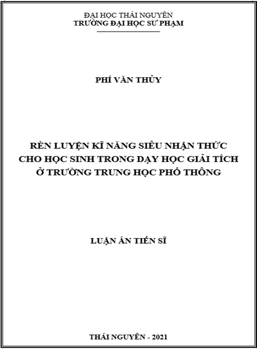Luận án –  Rèn luyện kĩ năng siêu nhận thức cho học sinh trong dạy học Giải tích ở trường Trung học phổ thông