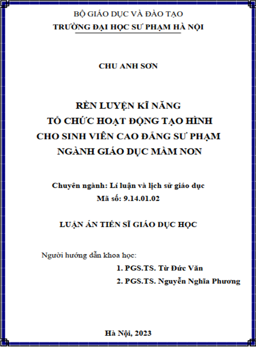 Luận án – Rèn luyện kĩ năng tổ chức hoạt động tạo hình cho sinh viên Cao đẳng Sư phạm ngành Giáo dục mầm non