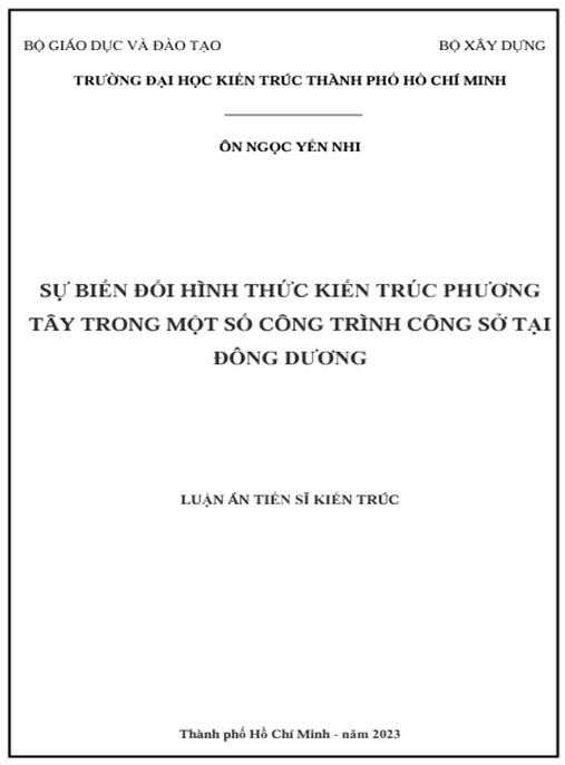 Luận án – Sự biến đổi hình thức kiến trúc phương Tây trong một số công trình công sở tại Đông Dương