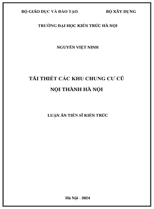Luận án – Tái Thiết Các Khu Chung Cư Cũ Nội Thành Hà Nội