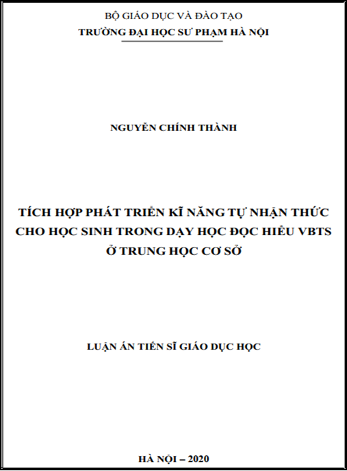 Luận án – Tích hợp phát triển kĩ năng tự nhận thức cho học sinh trong dạy học đọc hiểu văn bản tự sự ở THCS
