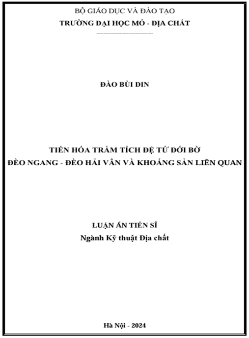 Luận án – Tiến hóa trầm tích Đệ tứ đới bờ Đèo Ngang – Đèo Hải Vân và khoáng sản liên quan