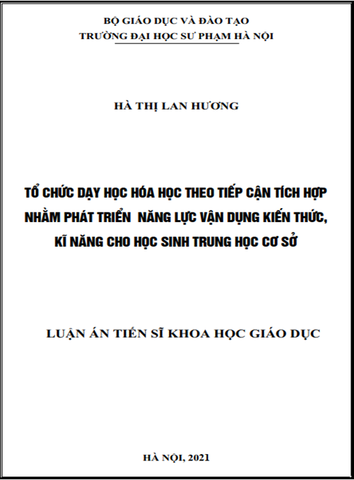 Luận án – Tổ chức dạy học hóa học theo tiếp cận tích hợp nhằm phát triển năng lực vận dụng kiến thức – kỹ năng cho học sinh THCS