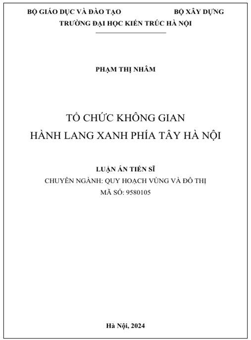 Luận án – Tổ chức không gian hành lang xanh phía Tây Hà Nội