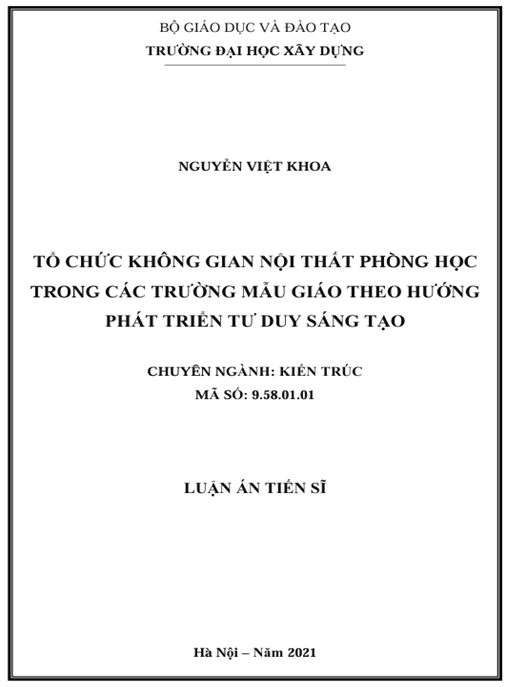 Luận án – Tổ chức không gian nội thất phòng học trong các trường mẫu giáo theo hướng phát triển tư duy sáng tạo