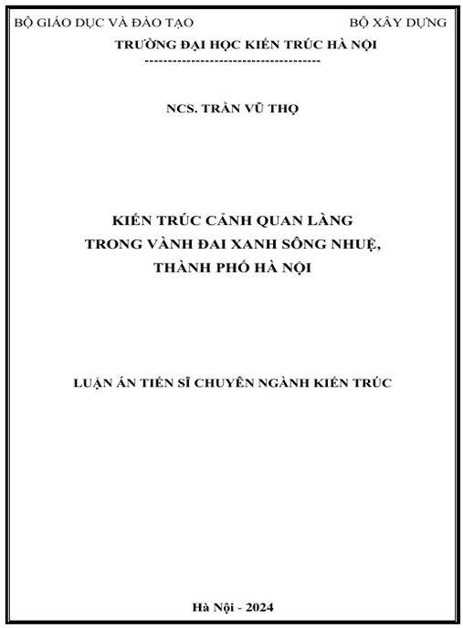 Luận án – Tổ chức kiến trúc cảnh quan làng trong vành đai xanh Sông Nhuệ, Thành phố Hà Nội