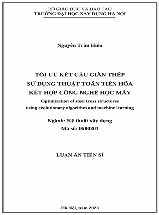 Luận án – Tối ưu kết cấu giàn thép sử dụng thuật toán tiến hóa kết hợp công nghệ học máy