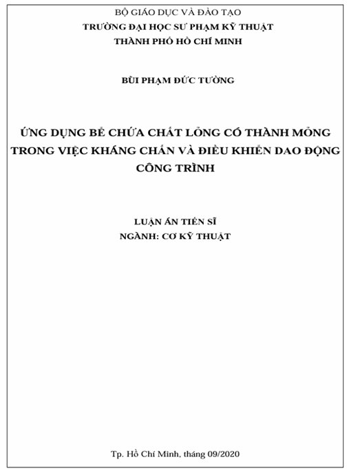 Luận án Ứng dụng bể chứa chất lỏng có thành mỏng trong việc kháng chấn và điều khiển dao động công trình