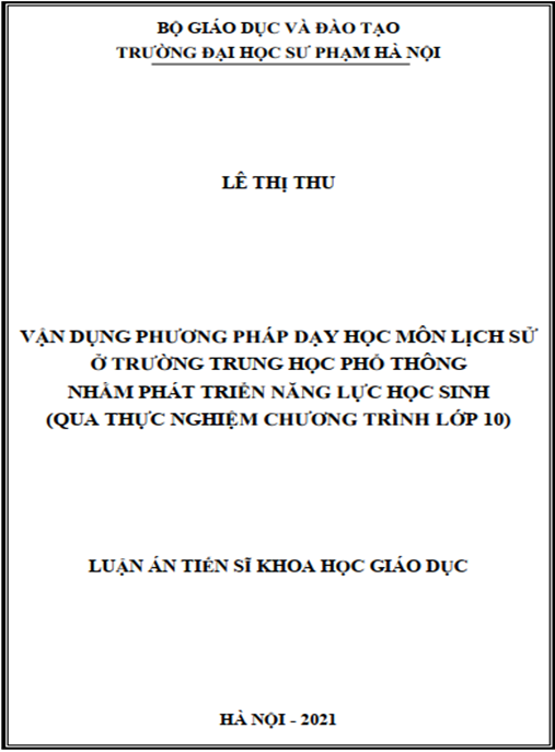 Luận án – Vận dụng phương pháp dạy học môn Lịch sử ở trường THPT nhằm phát triển năng lực học sinh