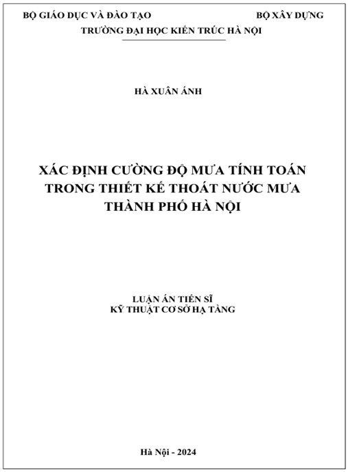 Luận án – Xác Định Cường Độ Mưa Tính Toán Trong Thiết Kế Thoát Nước Mưa Thành Phố Hà Nội