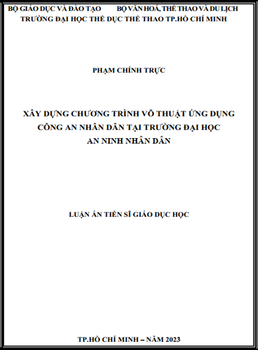 Luận án –  Xây dựng chương trình Võ thuật ứng dụng Công an nhân dân tại Trường Đại học An ninh nhân dân