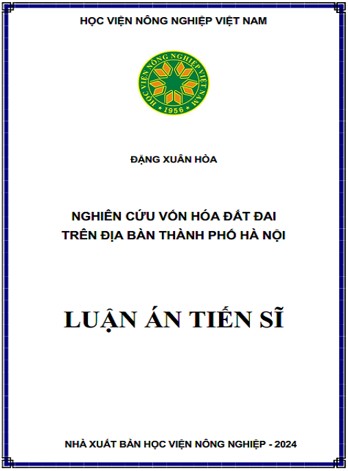 Luận án – Nghiên cứu vốn hóa đất đai trên địa bàn thành phố Hà Nội