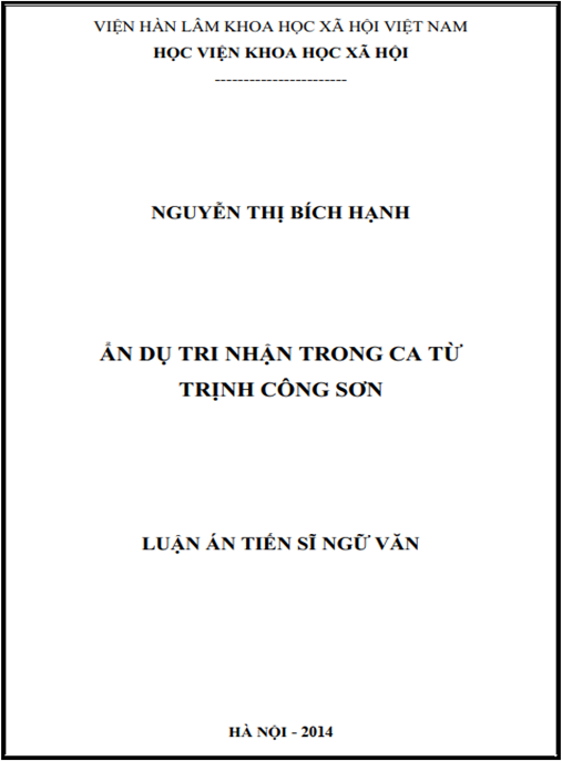 Luận án Ẩn dụ tri nhận trong ca từ Trịnh Công Sơn