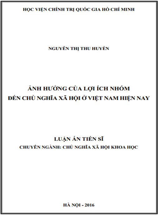 Luận án Ảnh hưởng của lợi ích nhóm đến chủ nghĩa xã hội ở Việt Nam hiện nay