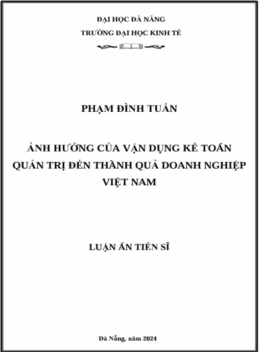 Luận án Ảnh hưởng của vận dụng kế toán quản trị đến thành quả doanh nghiệp Việt Nam