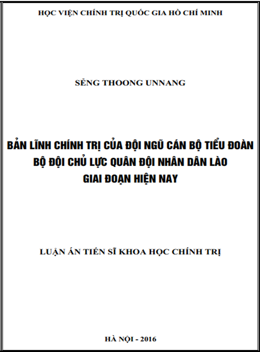 Luận án Bản lĩnh chính trị của đội ngũ cán bộ tiểu đoàn bộ đội chủ lực Quân đội nhân dân Lào giai đoạn hiện nay