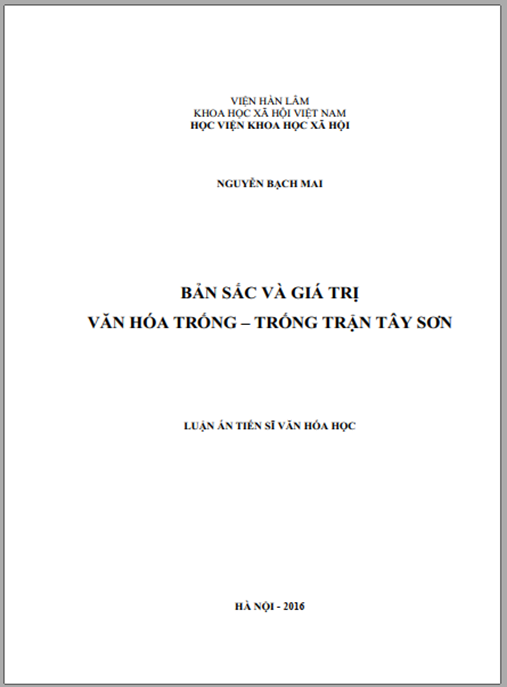 Luận án Bản sắc và giá trị văn hóa trống – trống trận Tây Sơn