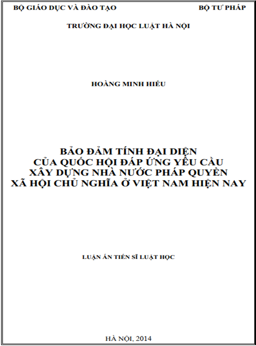 Luận án Bảo đảm tính đại diện của Quốc Hội đáp ứng yêu cầu xây dựng nhà nước pháp quyền xã hội chủ nghĩa ở Việt Nam hiện nay