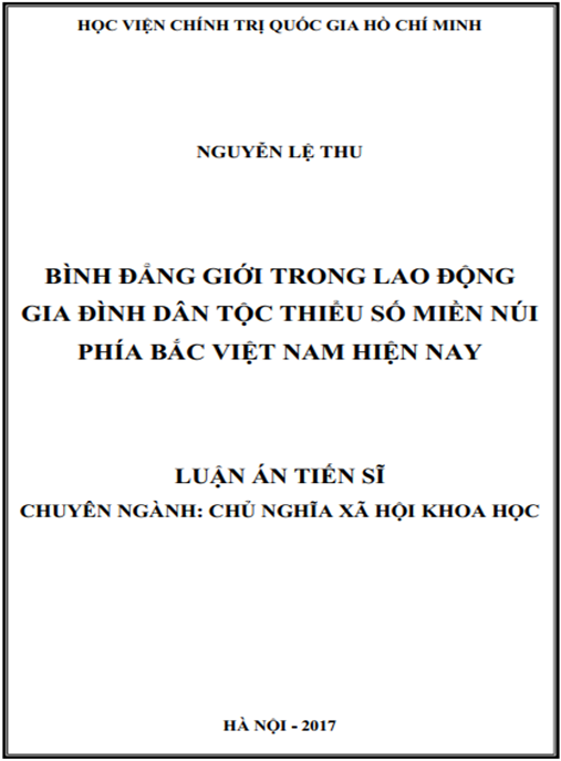 Luận án Bình đẳng giới trong lao động gia đình dân tộc thiểu số miền núi phía Bắc Việt nam hiện nay