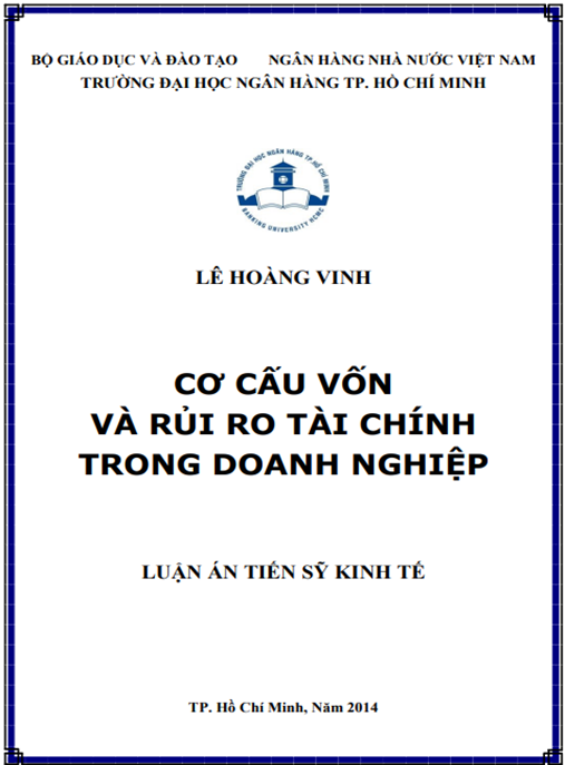 Luận án CƠ CẤU VỐN VÀ RỦI RO TÀI CHÍNH TRONG DOANH NGHIỆP