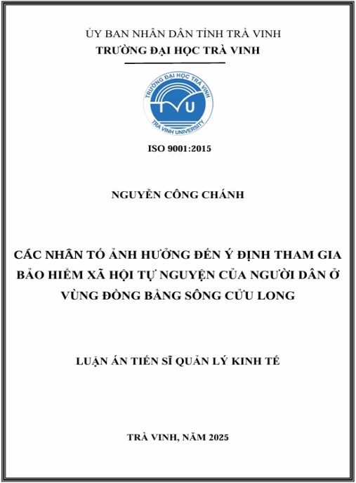 Luận án Các nhân tố ảnh hưởng đến ý định tham gia bảo hiểm xã hội tự nguyện của người dân ở vùng Đồng bằng Sông Cửu Long