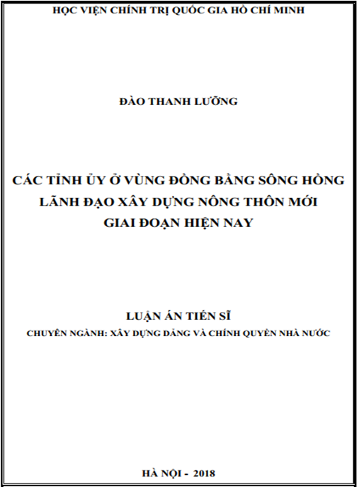 Luận án Các tỉnh ủy ở vùng đồng bằng sông Hồng lãnh đạo xây dựng nông thôn mới giai đoạn hiện nay