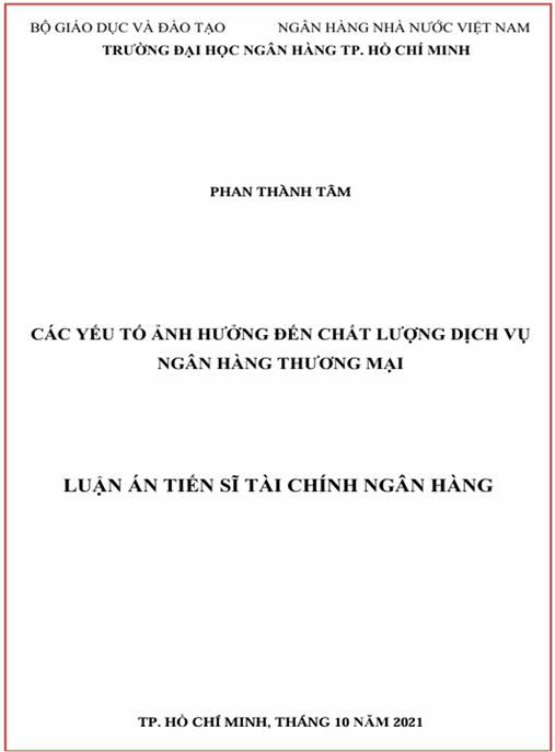 Luận án Các yếu tố ảnh hưởng đến chất lượng dịch vụ ngân hàng thương mại