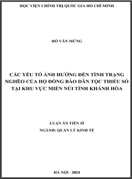 Luận án Các yếu tố ảnh hưởng đến tình trạng nghèo của hộ đồng bào dân tộc thiểu số tại khu vực miện núi tỉnh Khánh Hòa