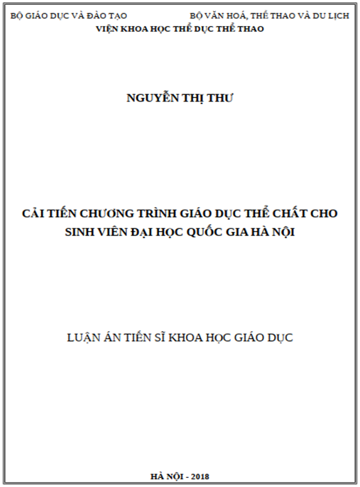 Luận án Cải tiến chương trình Giáo dục thể chất cho sinh viên Đại học Quốc gia Hà Nội