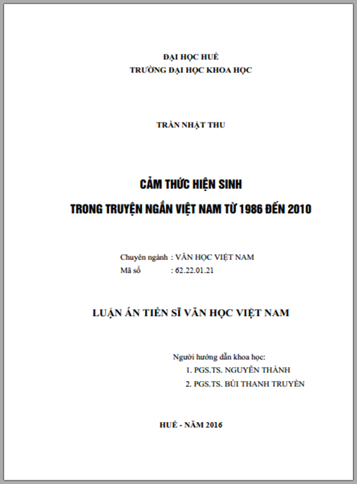 Luận án Cảm thức hiện sinh trong truyện ngắn Việt Nam từ 1986 đến 2010