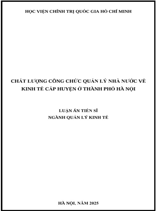 Luận án Chất lượng công chức quản lý nhà nước về kinh tế cấp huyện ở thành phố Hà Nội