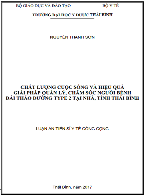 Luận án Chất lượng cuộc sống và hiệu quả giải pháp quản lý, chăm sóc người bệnh Đái tháo đường type 2 tại nhà, tỉnh Thái Bình.