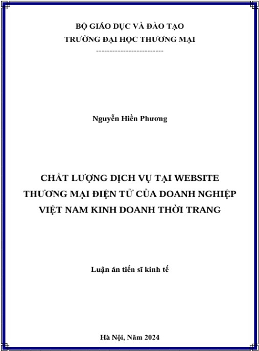 Luận án Chất lượng dịch vụ tại website thương mại điện tử của doanh nghiệp Việt Nam kinh doanh thời trang