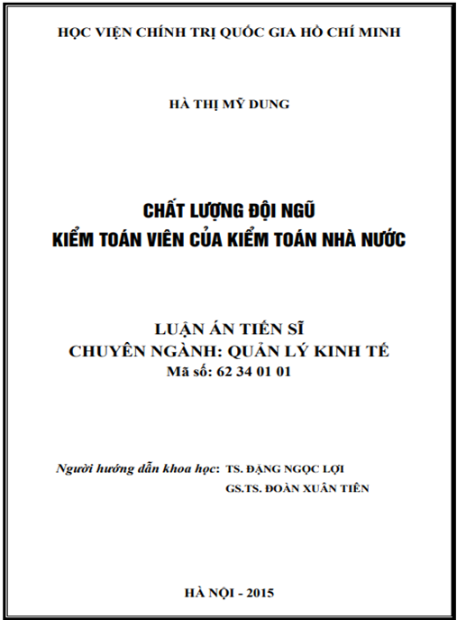 Luận án Chất lượng đội ngũ kiểm toán viên của Kiểm toán nhà nước