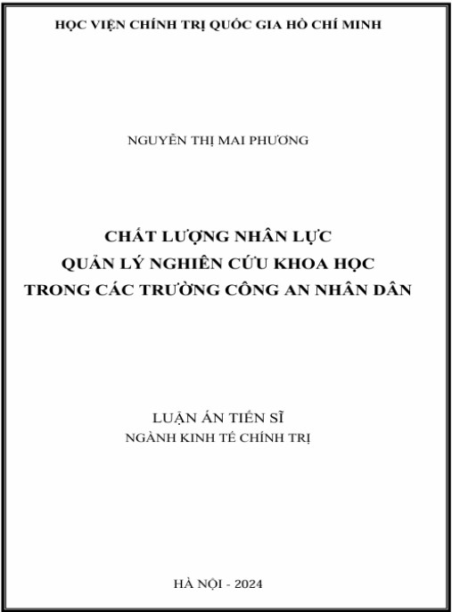 Luận án Chất lượng nhân lực quản lý nghiên cứu khoa học trong các trường Công an nhân dân