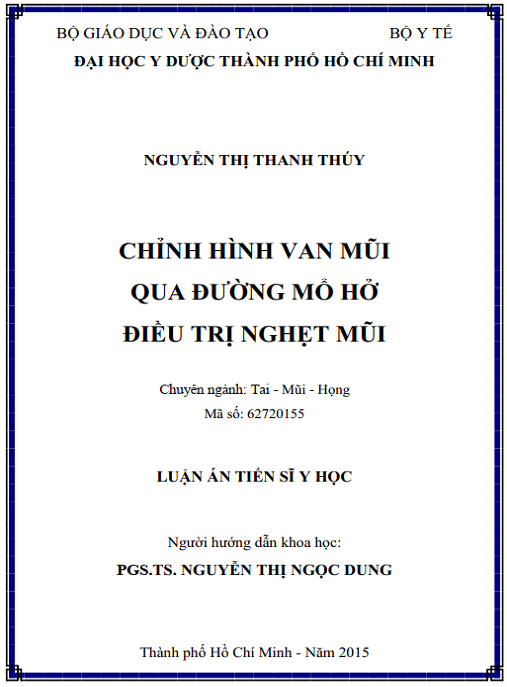 Luận án Chỉnh hình van mũi qua đường mổ hở điều trị nghẹt mũi