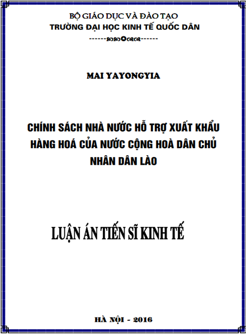 Luận án Chính sách nhà nước hỗ trợ xuất khẩu hàng hóa của nước CHDCND Lào