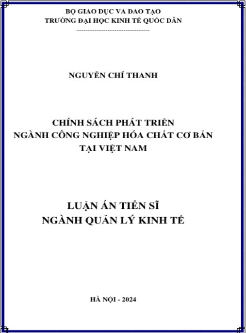 Luận án Chính sách phát triển ngành công nghiệp hóa chất cơ bản tại Việt Nam