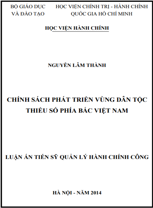 Luận án Chính sách phát triển vùng dân tộc thiểu số phía Bắc Việt Nam