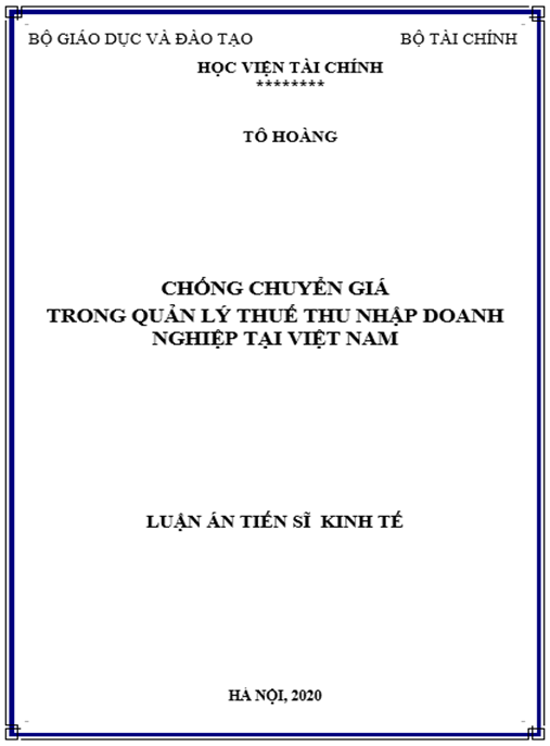 Luận án Chống chuyển giá trong quản lý thuế thu nhập doanh nghiệp tại Việt Nam