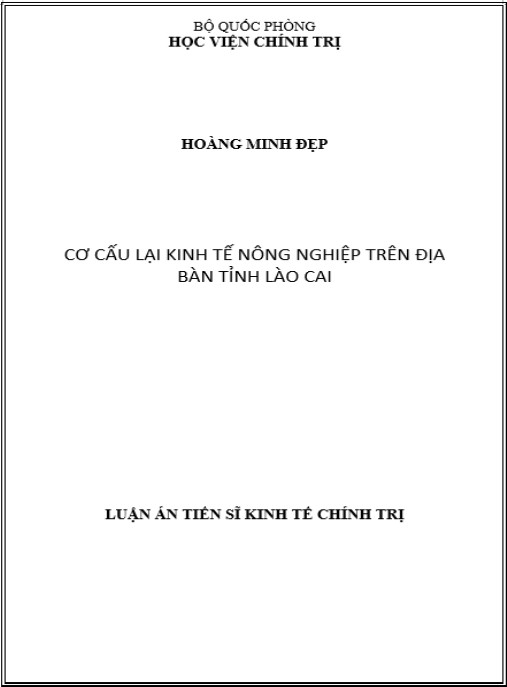 Luận án Cơ cấu lại kinh tế nông nghiệp trên địa bàn tỉnh Lào Cai