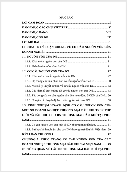Luận án Cơ cấu nguồn vốn của các doanh nghiệp thương mại dầu khí tại Việt Nam