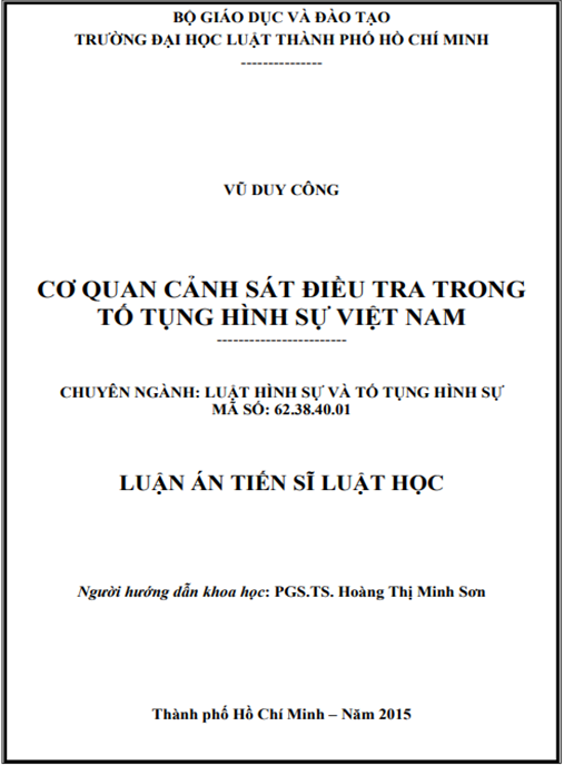 Luận án Cơ quan Cảnh sát điều tra trong tố tụng hình sự Việt Nam